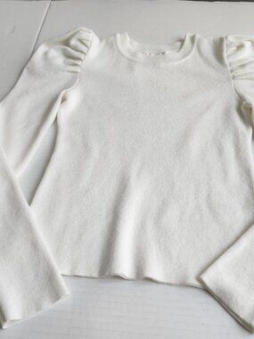 G.B. GIRL'S White Ribbed Knit Top, Size Medium